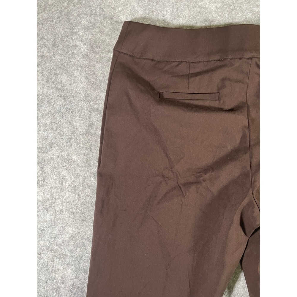 Womens Chocolate Brown Straight Leg Dress Pants Double Snap Button Trousers - Picture 8 of 13